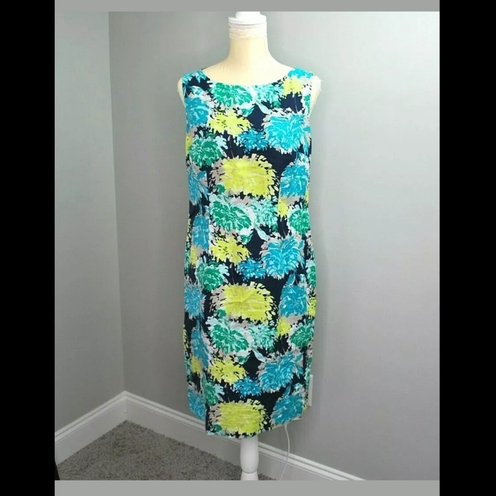 Kim Rogers Dress Floral Green Blue Sz 8